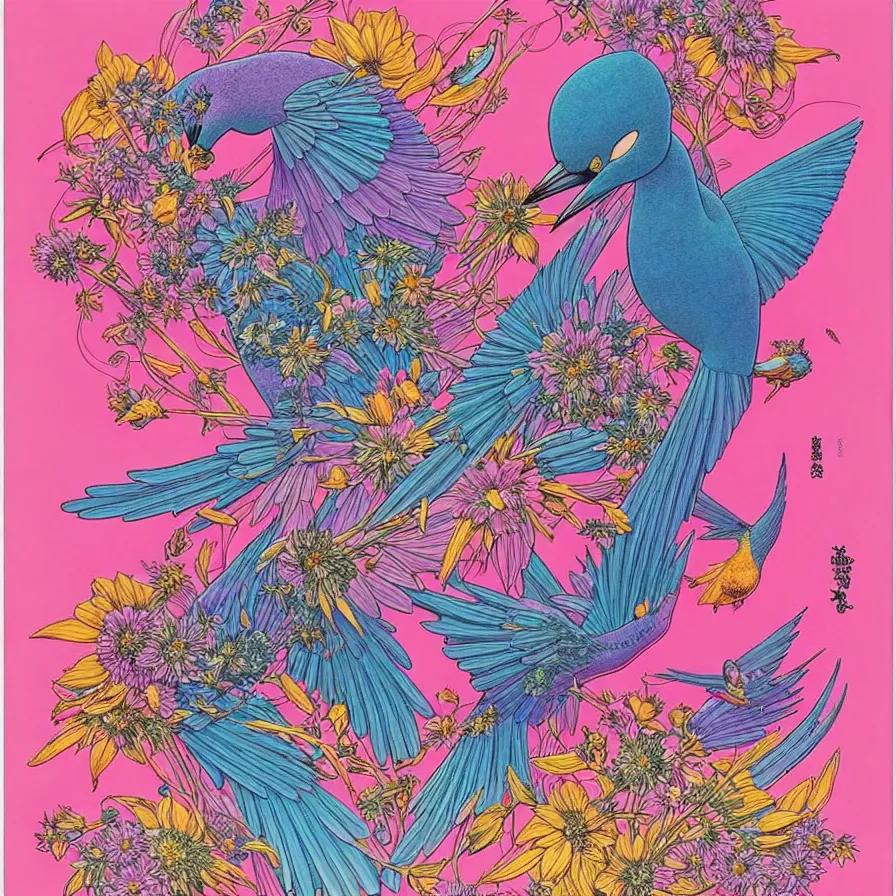 Prompt: ( ( ( ( beautiful flowers and birds, surrounded by decorative frame design ) ) ) ) by mœbius!!!!!!!!!!!!!!!!!!!!!!!!!!!, overdetailed art, colorful, artistic record jacket design