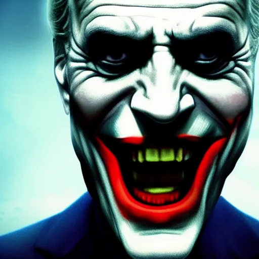 Image similar to Film still of Joe Biden as the Joker, from The Dark Knight (2008)