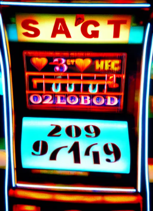 Image similar to slot machine, sign that reads glitch