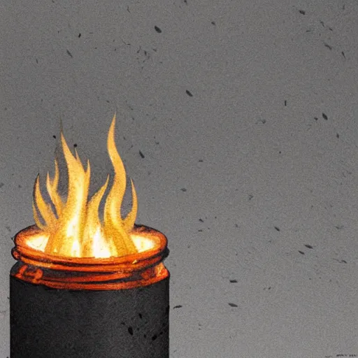 Image similar to closeup shot of a bottle with fire coming out, detailed digital illustration by greg rutkowski