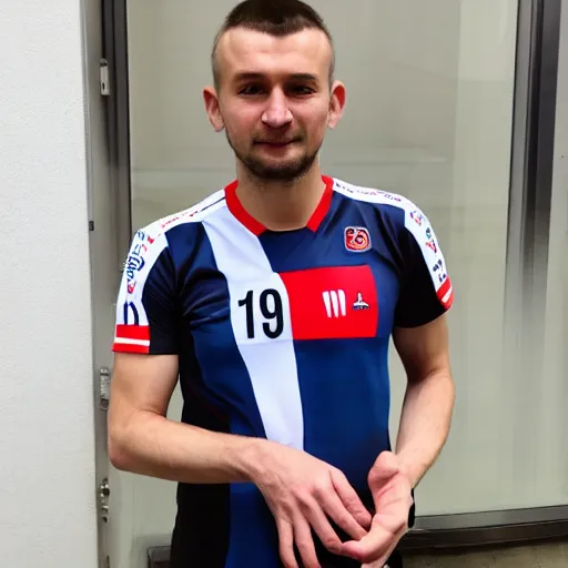 Image similar to slovakian man with the number 0 9 on his shirt goes to work in serbia