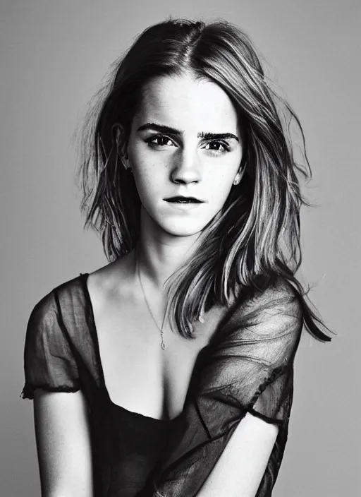 Prompt: Photo of a beautiful 20yo Emma Watson in the style of Mario Testino, detailed, 82 mm sigma art