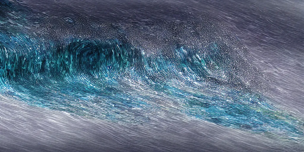 Image similar to a huge wave ， 3 d render