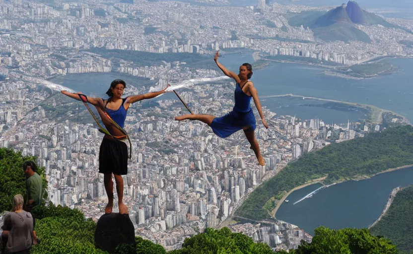 Prompt: christ the redeemer statue hula - hooping