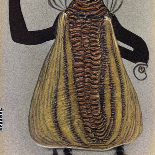 Image similar to full body color photograph of real snail woman