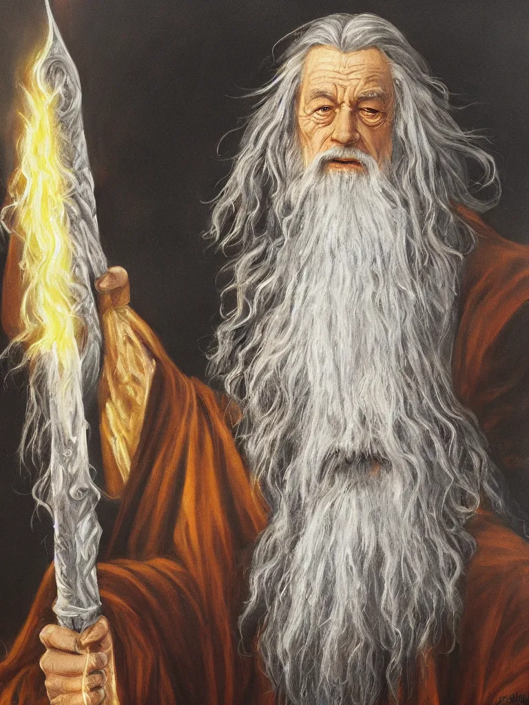 Image similar to gandalf as deity, painting