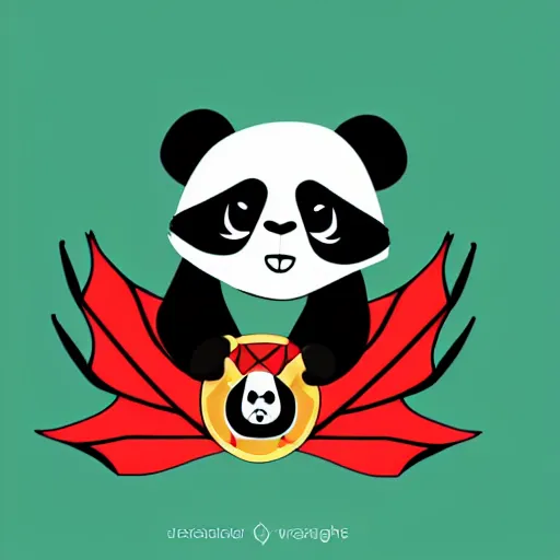 Image similar to vector art of panda with welsh dragon wings and tail, intercrossed, chimera, welsh flag, adobe illustrator