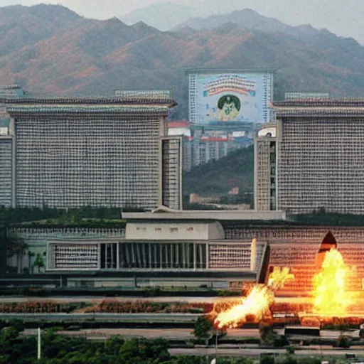 Image similar to north korea as a superpower, futuristic pyongyang