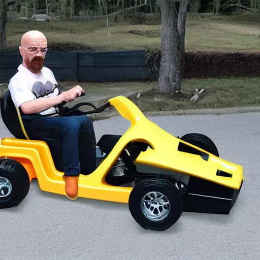 Image similar to Walter White in a go-kart