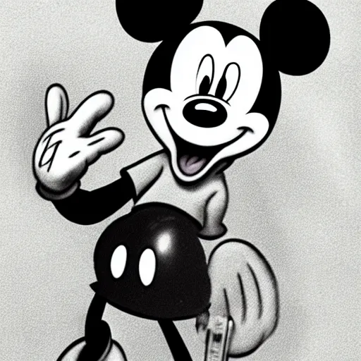 Prompt: mickey mouse in the holocaust