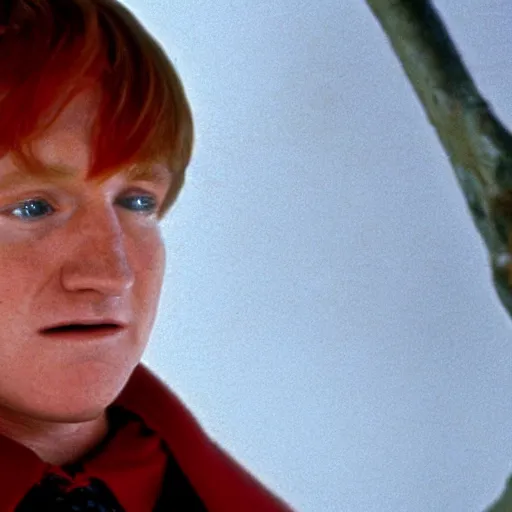 Image similar to Robin Williams playing Ron Weasley in Harry Potter, screenshot