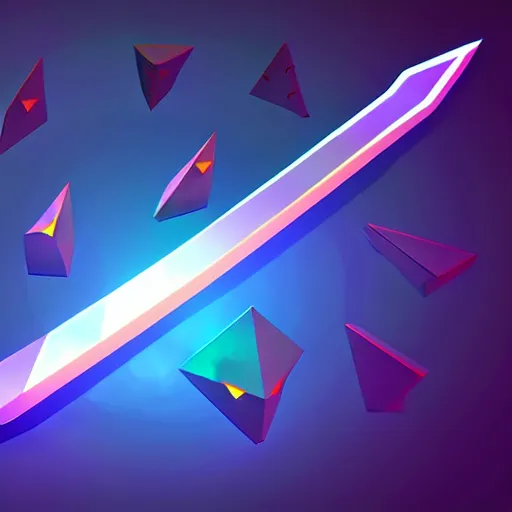 Image similar to sword of ancient civilization, magical power, 3 d, one object, low poly, lightning, mobile game, cute, illustration, d & d, twilight ray