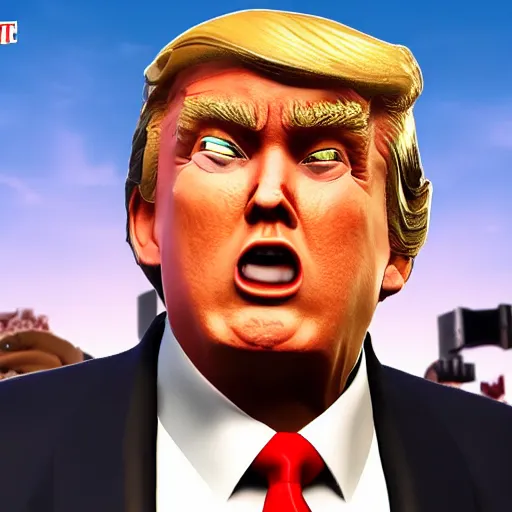 Prompt: donald trump fortnite skin limited new launch presidential skin, sunny, detailed, epic games fortnite trailer