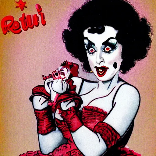 Prompt: dr. Frank n furter as Betty boop