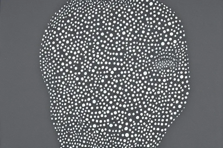 Image similar to face made out of planet, faceless people dark, dots, drip, stipple, pointillism, technical, abstract, minimal, style of francis bacon, asymmetry, pulled apart, cloak, hooded figure, made of dots, abstract, balaclava