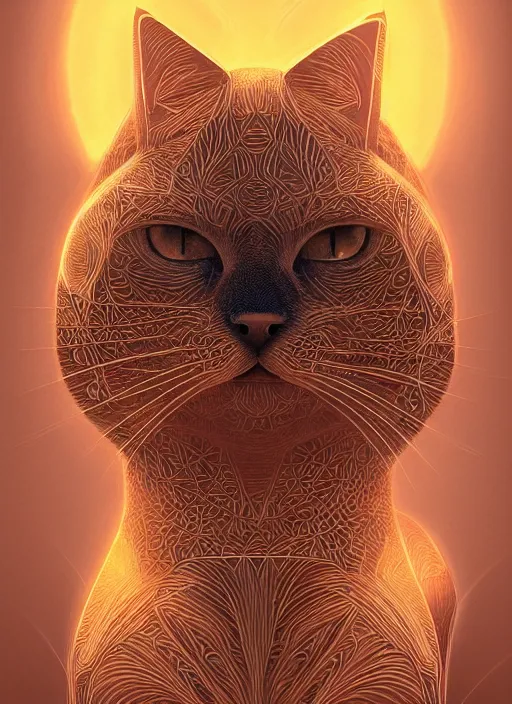 Prompt: symmetry!! product render poster golden ration cat, scifi, glowing fog intricate, elegant, highly detailed, digital painting, artstation, concept art, smooth, sharp focus, illustration, art by artgerm