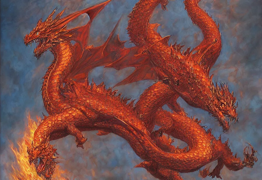 Image similar to a fire dragon by Donato Giancola,