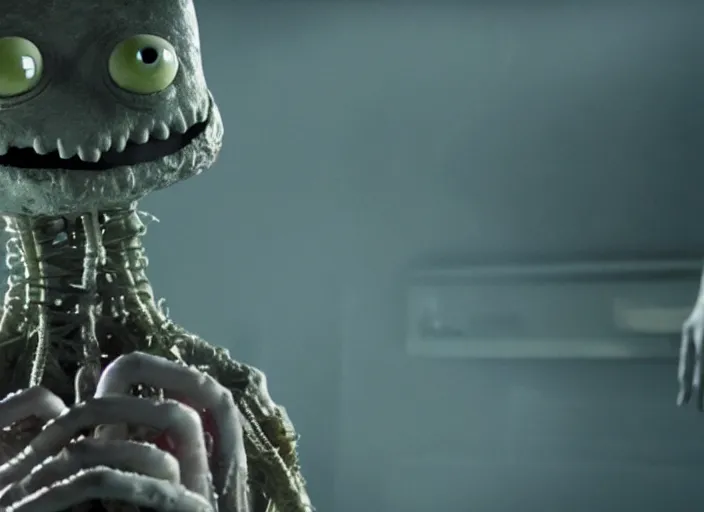 Prompt: film still of salad fingers in the new scifi movie, 4 k