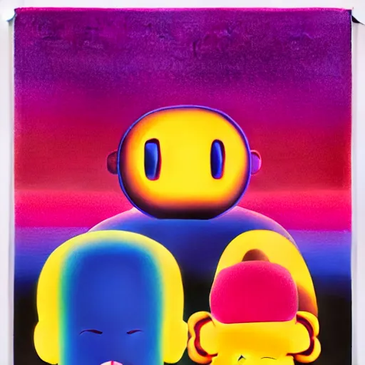 Prompt: rubber stamp by shusei nagaoka, kaws, david rudnick, airbrush on canvas, pastell colours, cell shaded, 8 k