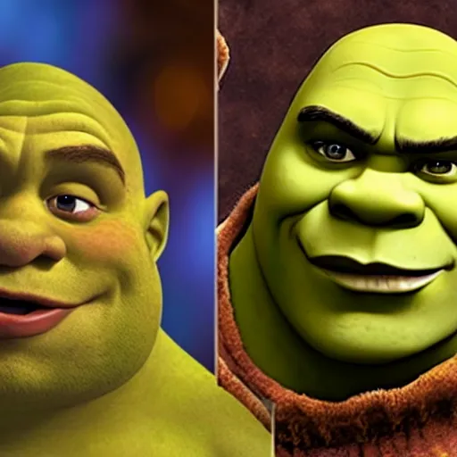 Prompt: shrek with the face of dwayne johnson, the rock