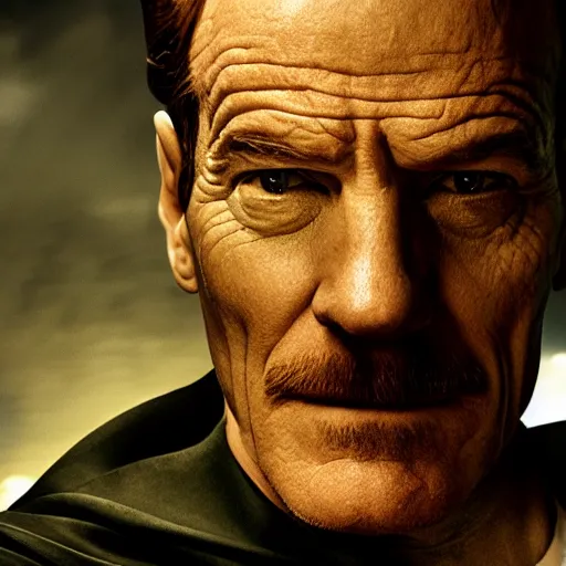 Image similar to Bryan Cranston as Batman, cinematic lighting, HD, photorealistic