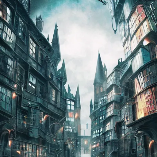 Image similar to harry potter cyberpunk