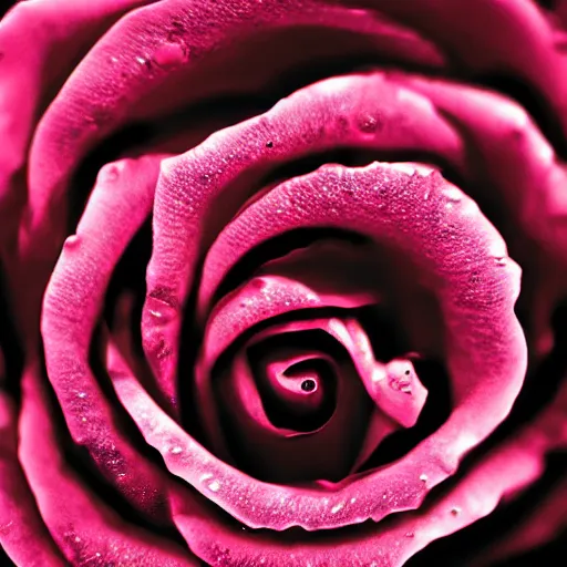 Image similar to award - winning macro of a beautiful black rose made of glowing molten magma