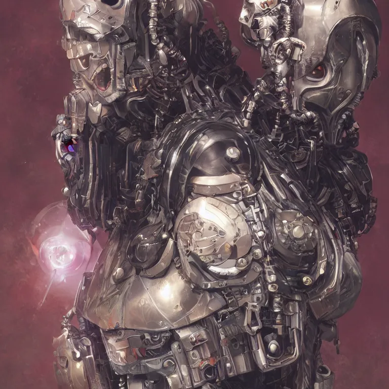 Image similar to portrait of a scary cyborg goblin, cyberpunk, Warhammer, highly detailed, artstation, illustration, art by Gustav Klimt and Range Murata and Ilya Kuvshinov and Sakimichan