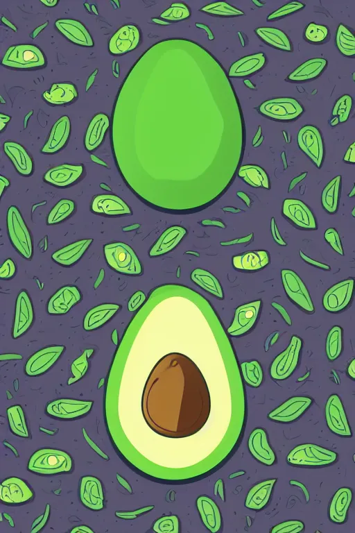 Image similar to Baby avocado, sticker, anthropomorphic, colorful, fantasy, artstation, illustration, highly detailed, simple, smooth and clean vector curves, no jagged lines, vector art, smooth
