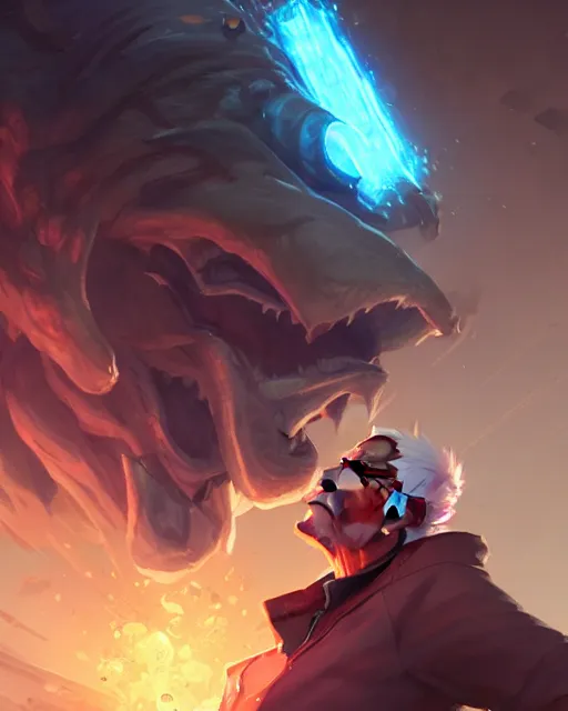 Image similar to bernie sanders as a league of legends champion, medium shot close up, details, sharp focus, illustration, by jordan grimmer and greg rutkowski, trending artstation, digital art