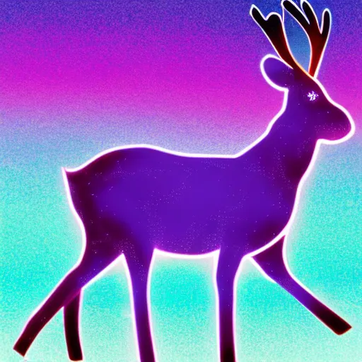 Prompt: Reindeer made out of void, rainbow outline, fursona, furry, back, male furry anthro,