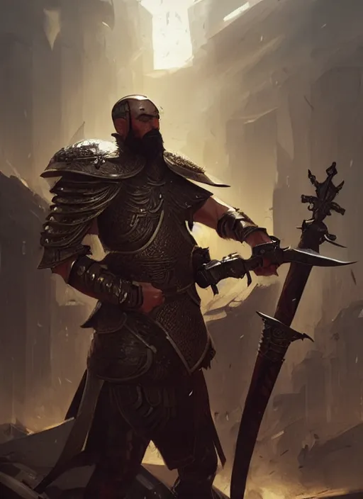 Prompt: epic arabic war commander with mechanical sword and shield highly detailed, digital painting, concept art, smooth, sharp focus, illustration, art by greg rutkowski