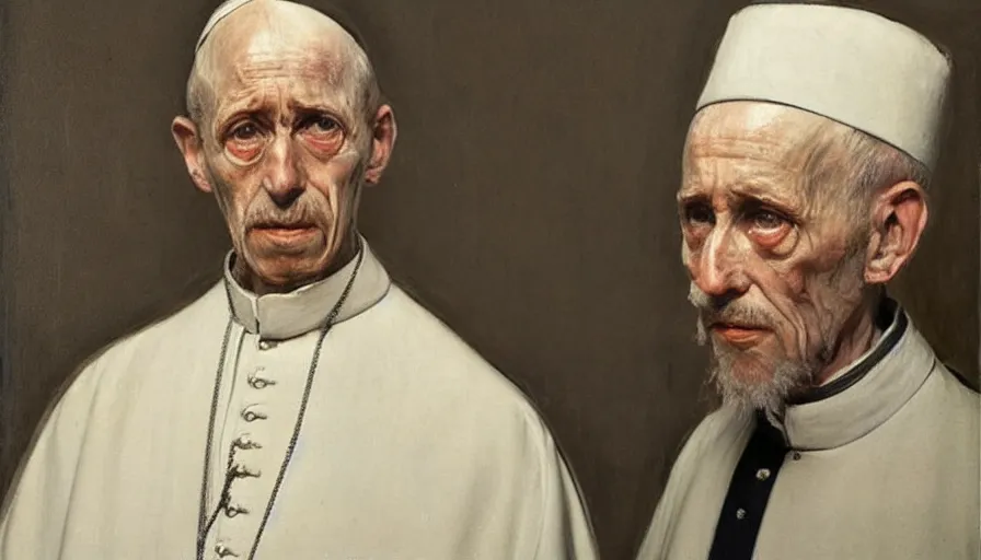 Image similar to painting by borremans, pope innocent x, detailed, stunning