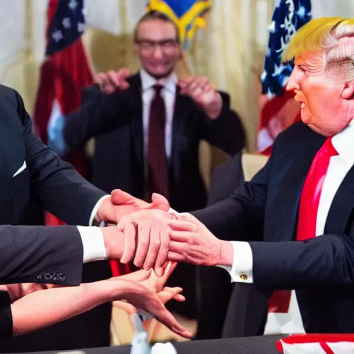 Prompt: Donald Trump high-fiving Donald Trump