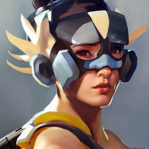 Prompt: greg manchess portrait painting of overwatch's characters pinup art, medium shot, asymmetrical, profile picture, organic painting, sunny day, matte painting, bold shapes, hard edges, street art, trending on artstation, by huang guangjian and gil elvgren and sachin teng