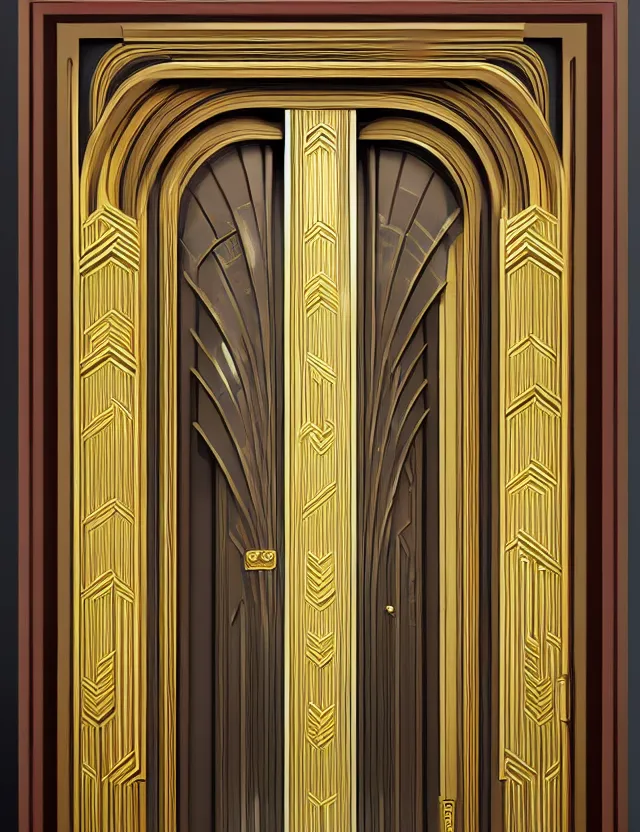 Image similar to hyperrealistic ornate - fantastic double door in art deco style by jordan grimer, darek zabroski
