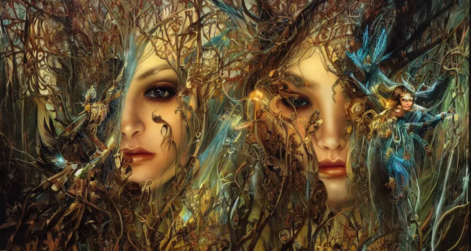 Image similar to Enchanted and magic forest, by Karol Bak, by Gainax Co,