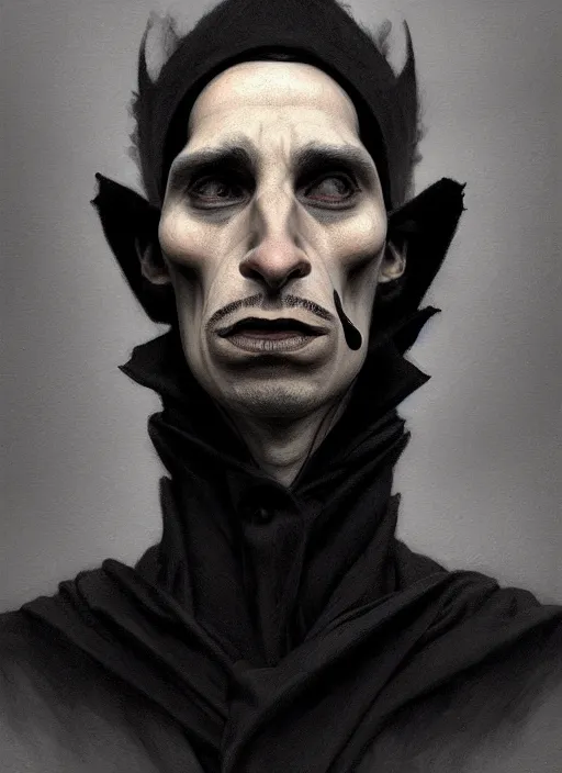 Image similar to portrait of a strange man with a crooked nose and a confident expression, 1 9 6 0 s, black clothes, goth, punk, funk, intricate, elegant, highly detailed, digital painting, artstation, concept art, smooth, sharp focus, illustration, art by wlop, mars ravelo and greg rutkowski