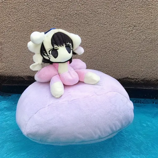 Image similar to cute fumo plush of a girl who likes to splash about in the water