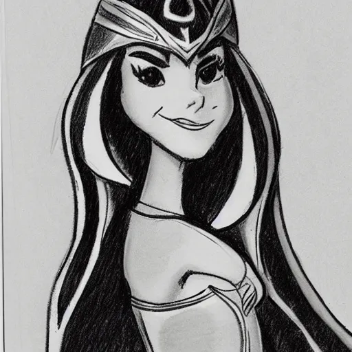 Image similar to milt kahl sketch of victoria justice as princess padme from star wars episode 3