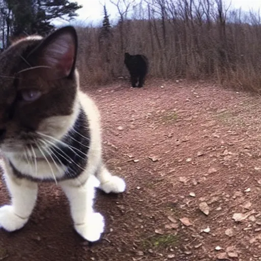 Prompt: Trail cam footage of Walter White with cat ears