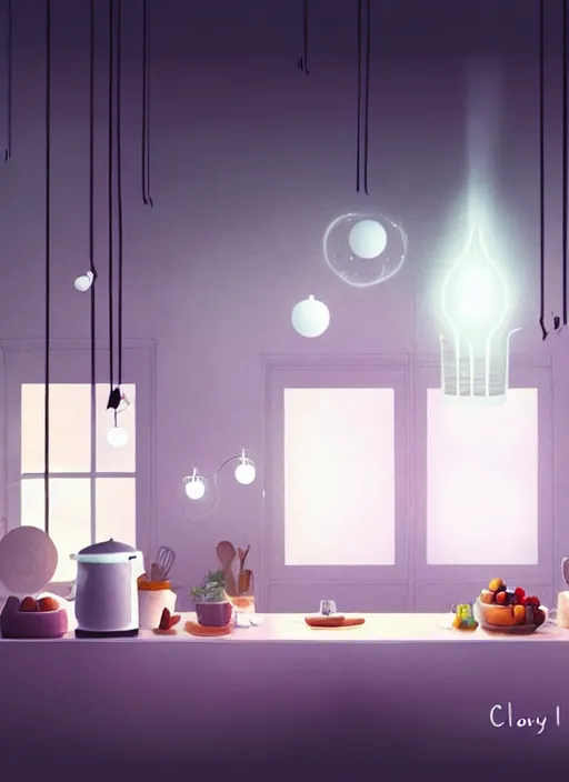 Image similar to high depth, collective civilization kitchen, calm, healing, resting, life, hybrids, scifi, soft white glowing lights, published concept art, art in the style of all and none and everything and infinity, clowdy day