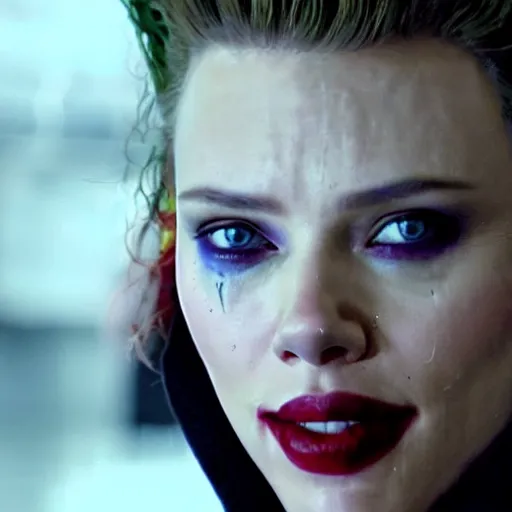 Prompt: awe inspiring Scarlett Johansen as The Joker 8k hdr