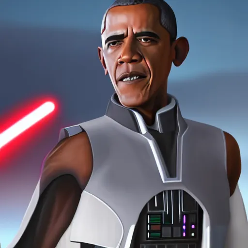 Image similar to obama as mace windu in star wars episode 3, 8 k resolution, cinematic lighting, anatomically correct