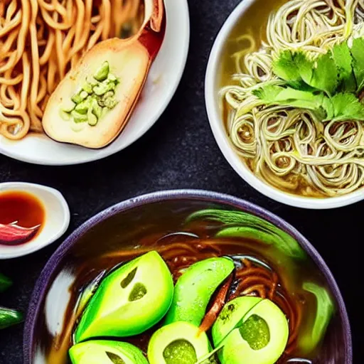 Image similar to nikocado avocado and minions eating extreme hot spicy noodles