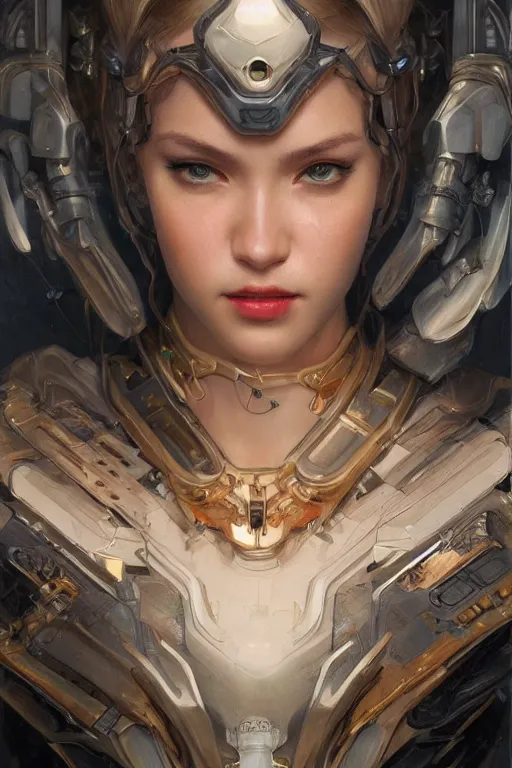 Prompt: Portrait of beautiful Ultra realistic illustration, beautiful alluring roar female cyborg, cyberpunk, sci-fi, fantasy, intricate, elegant, highly detailed, digital painting, artstation, concept art, smooth, sharp focus, illustration, art by Yintion J , Jiang Geping and artgerm and greg rutkowski and alphonse mucha.