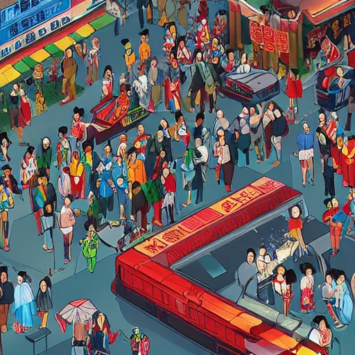 Image similar to Taiwan having a party with china , trending on artstation, detailed illustration