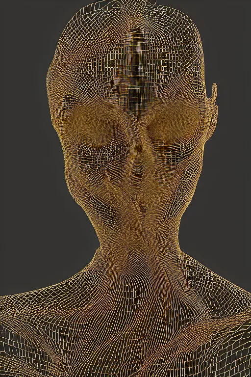 Image similar to generative art of a beautiful young woman made of 100000 thin copper wires. Made by janusz jurek inspired by januszjurek.info. houdini3d, blender. 8k 3d. Dynamic. Movement.