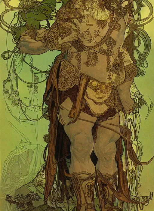 Image similar to Shrek as God of Swamp, brutal, epic, intricate, elegant, highly detailed, digital painting, 4k, HDR, concept art, smooth, sharp focus, illustration, art by alphonse mucha,artgerm, H R Giger