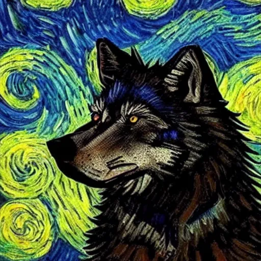 Image similar to retarded wolf, van gogh